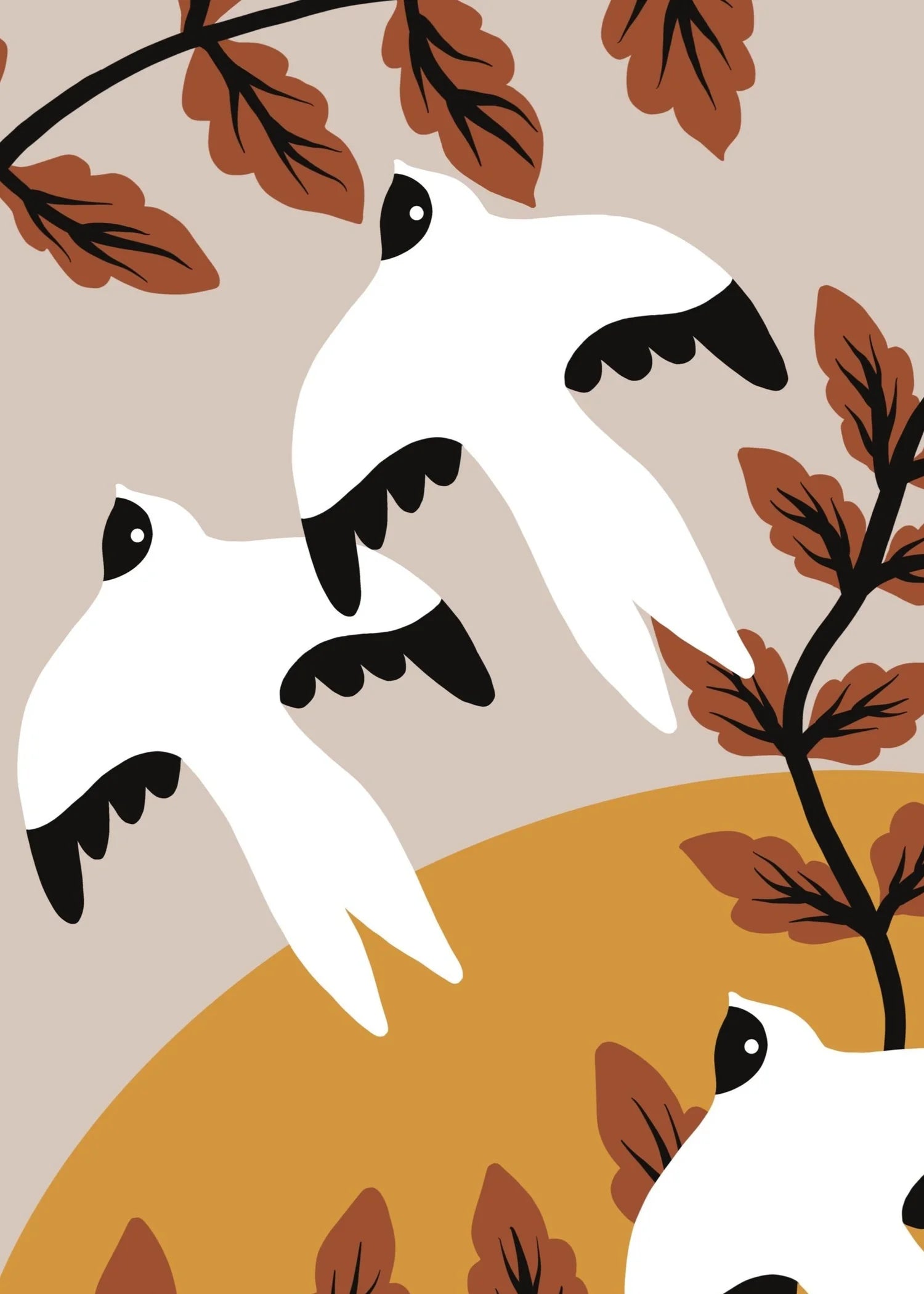 Swallows Over Field Poster