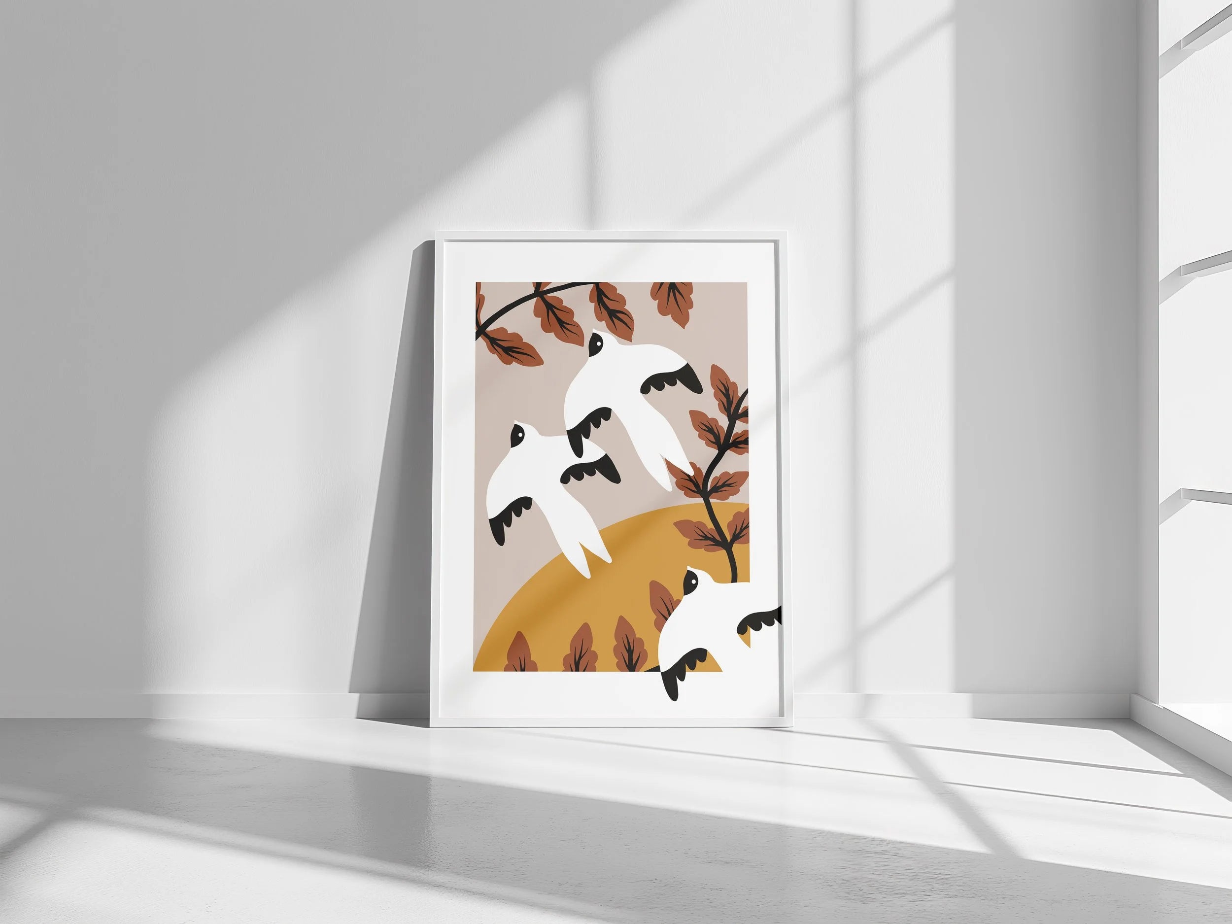 Swallows Over Field Poster